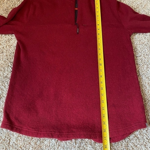 𝅺HORNY Toad Wool Blend Sweater Size Small 1/4 Zip Front Zip Pocket Red Popover - Picture 7 of 8
